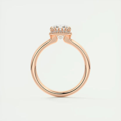 2.10 Ct The Crescent Cushion Flush Stacking Half Halo Solitaire Ring