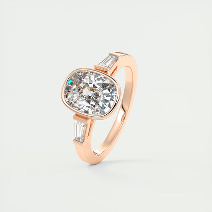 2.30 Ct Lowrider Three Stone Cushion Engagement Ring Engagement Rings
