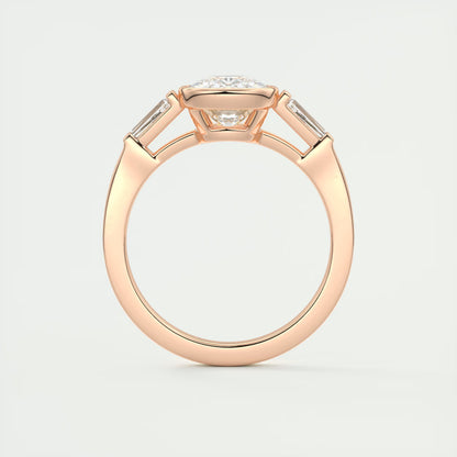 2.30 Ct Lowrider Three Stone Cushion Engagement Ring Engagement Rings
