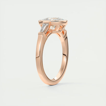 2.30 Ct Lowrider Three Stone Cushion Engagement Ring Engagement Rings