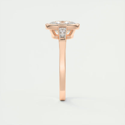 2.30 Ct Lowrider Three Stone Cushion Engagement Ring Engagement Rings