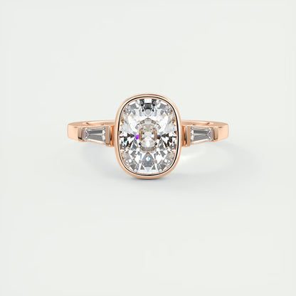 2.30 Ct Lowrider Three Stone Cushion Engagement Ring Engagement Rings