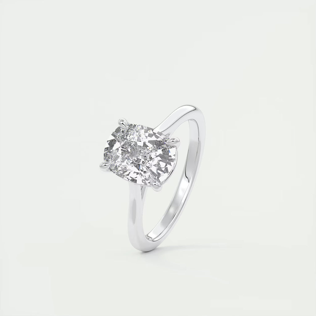 2.00 Ct The Cathedral Elongated Cushion Flush Stacking Solitaire Ring Engagement Ring