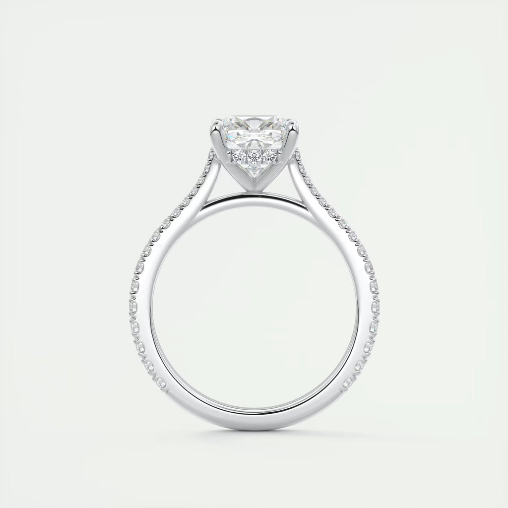 2.50 Ct The Cathedral Deluxe Center Stone Cushion Hidden Halo Engagement Ring