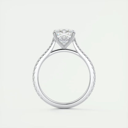 2.50 Ct The Cathedral Deluxe Cushion Hidden Halo Engagement Ring