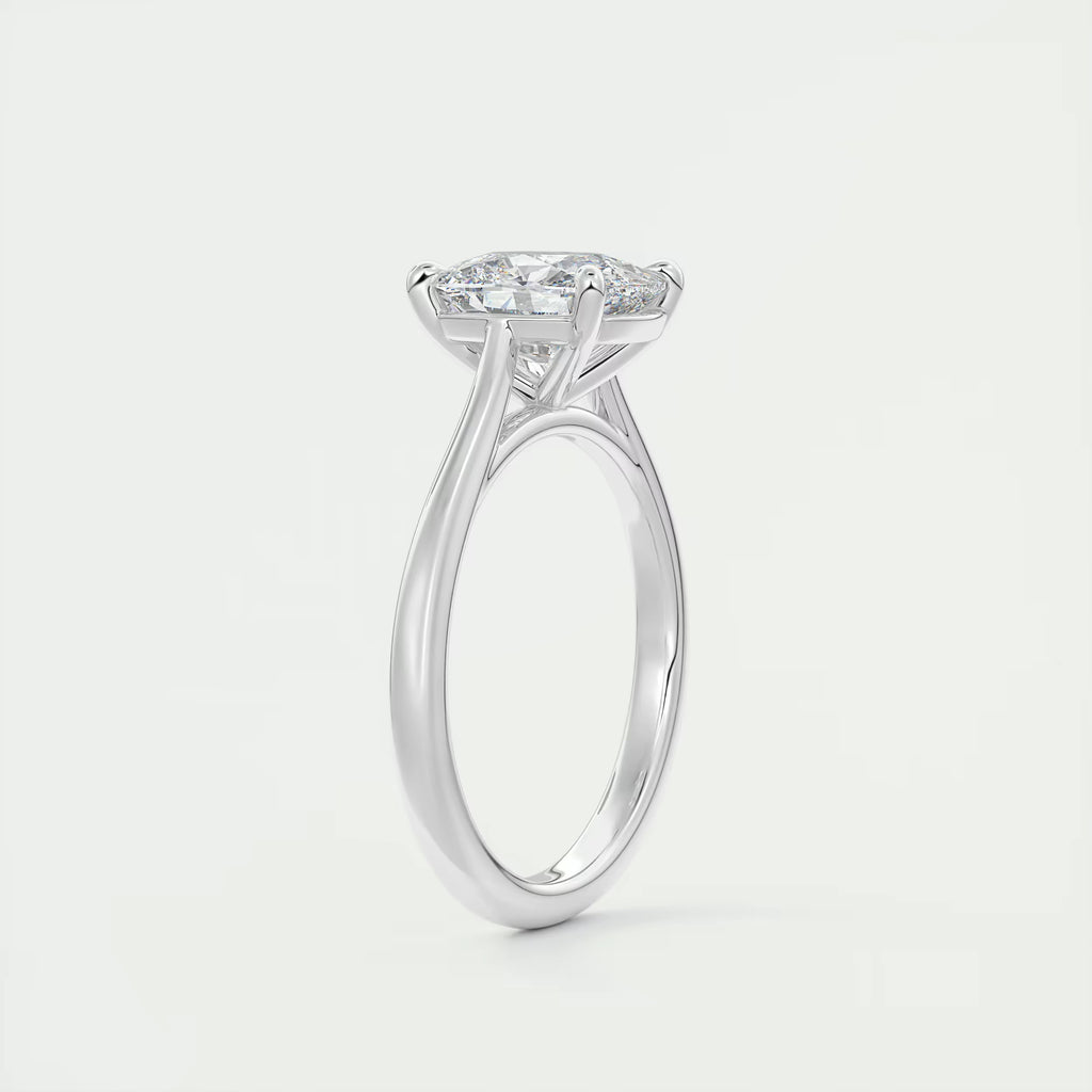 2.00 Ct The Cathedral Elongated Cushion Flush Stacking Solitaire Ring Engagement Ring
