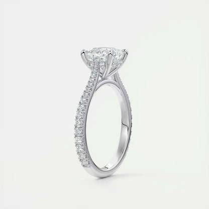 2.50 Ct The Cathedral Deluxe Cushion Hidden Halo Engagement Ring