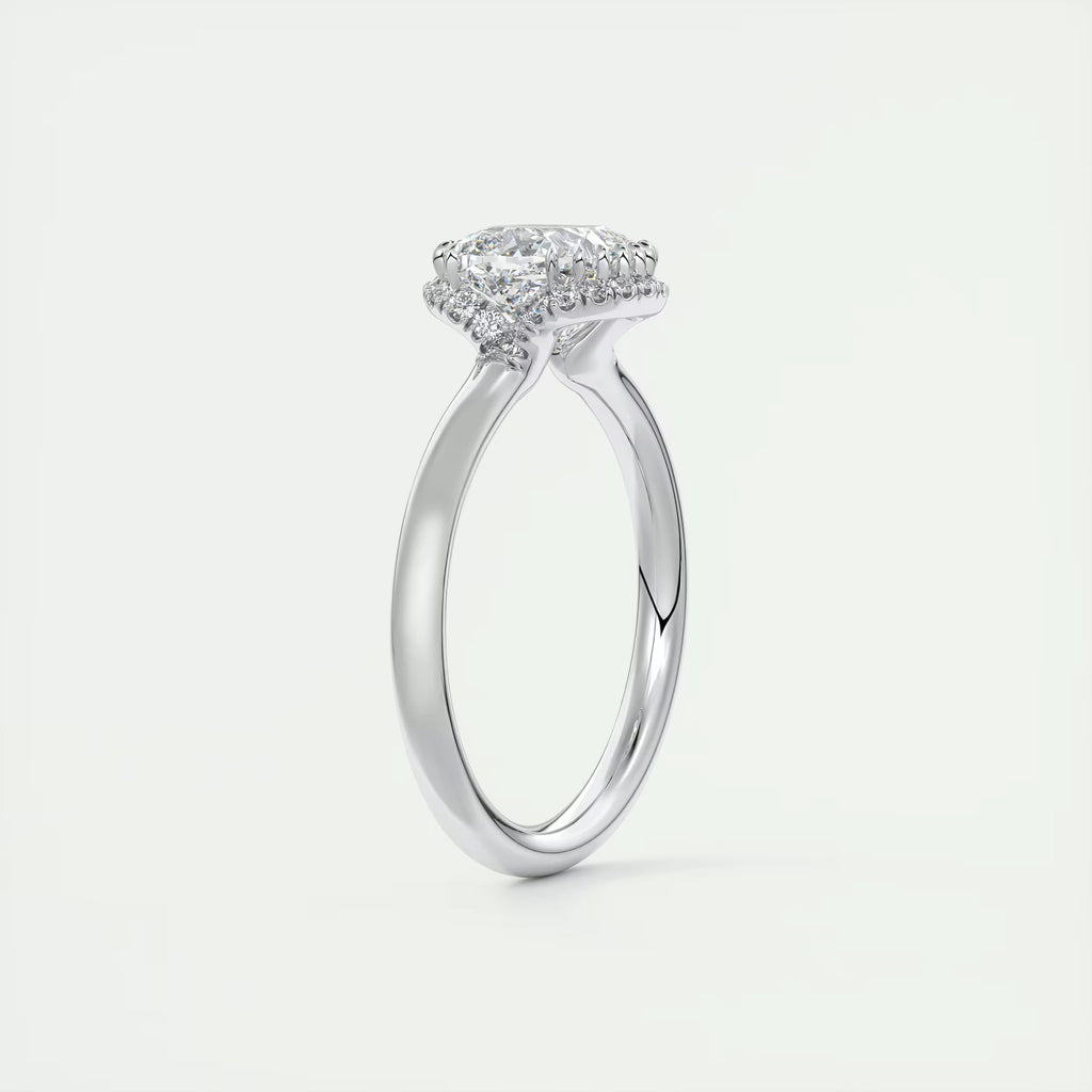 2.10 Ct The Center Stone Cushion Flush Stacking Half Halo Solitaire Ring