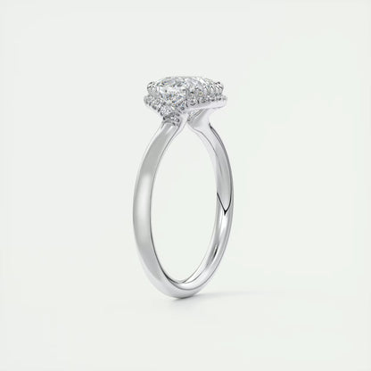 2.10 Ct The Crescent Cushion Flush Stacking Half Halo Solitaire Ring