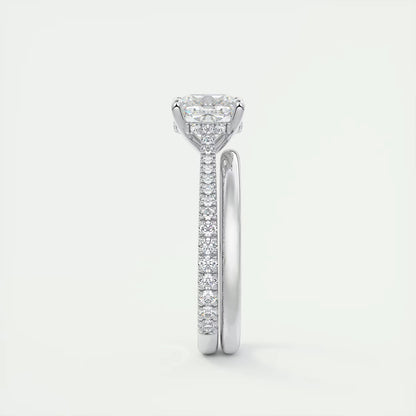 2.50 Ct The Cathedral Deluxe Cushion Hidden Halo Engagement Ring