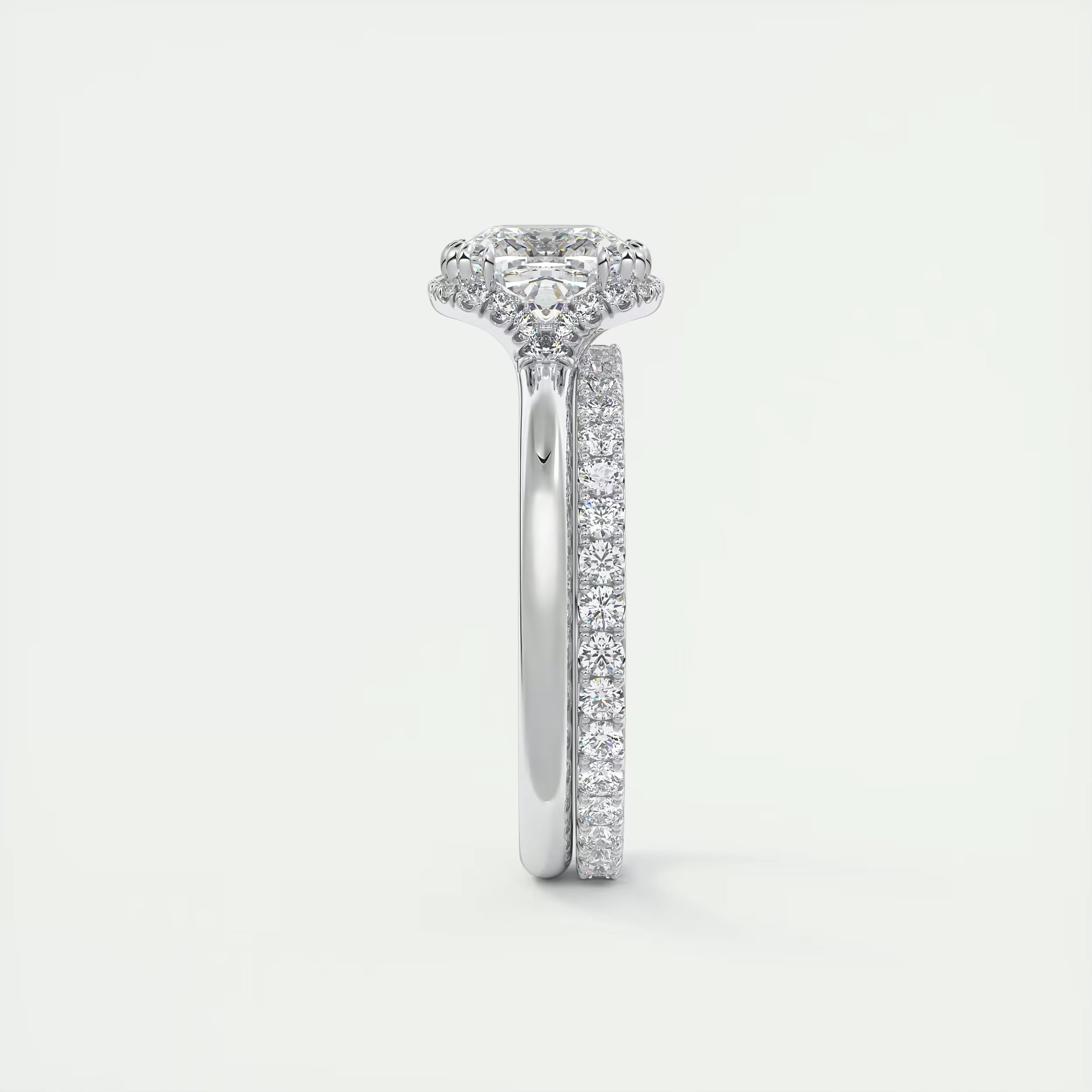 2.10 Ct The Center Stone Cushion Flush Stacking Half Halo Solitaire Ring