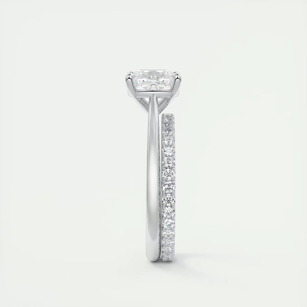 2.00 Ct The Cathedral Two Tone Cushion Gold Cathedral Solitaire with Prongs Engagement Ring