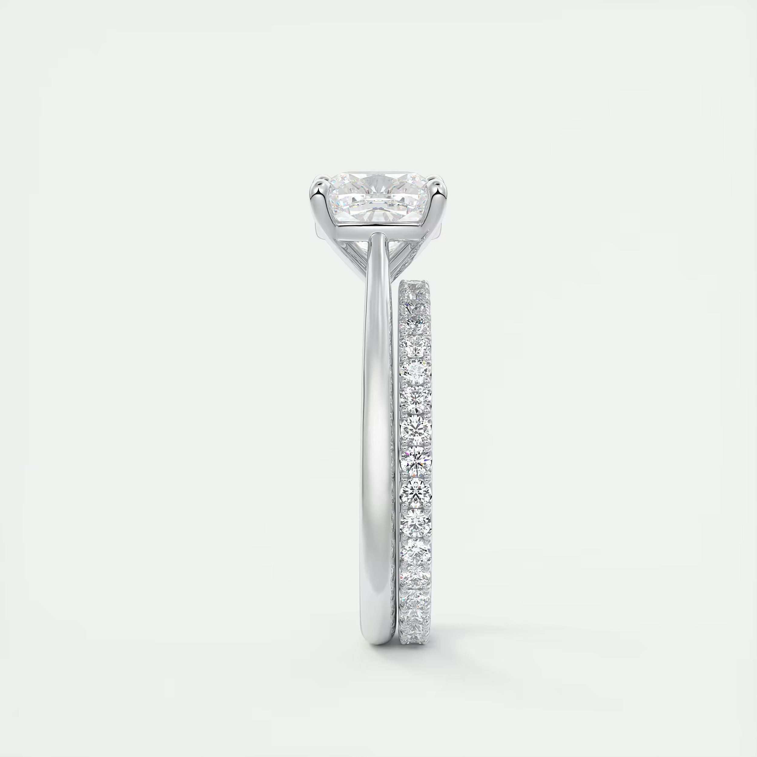 2.00 Ct The Cathedral Two Tone Cushion Gold Cathedral Solitaire with Prongs Engagement Ring