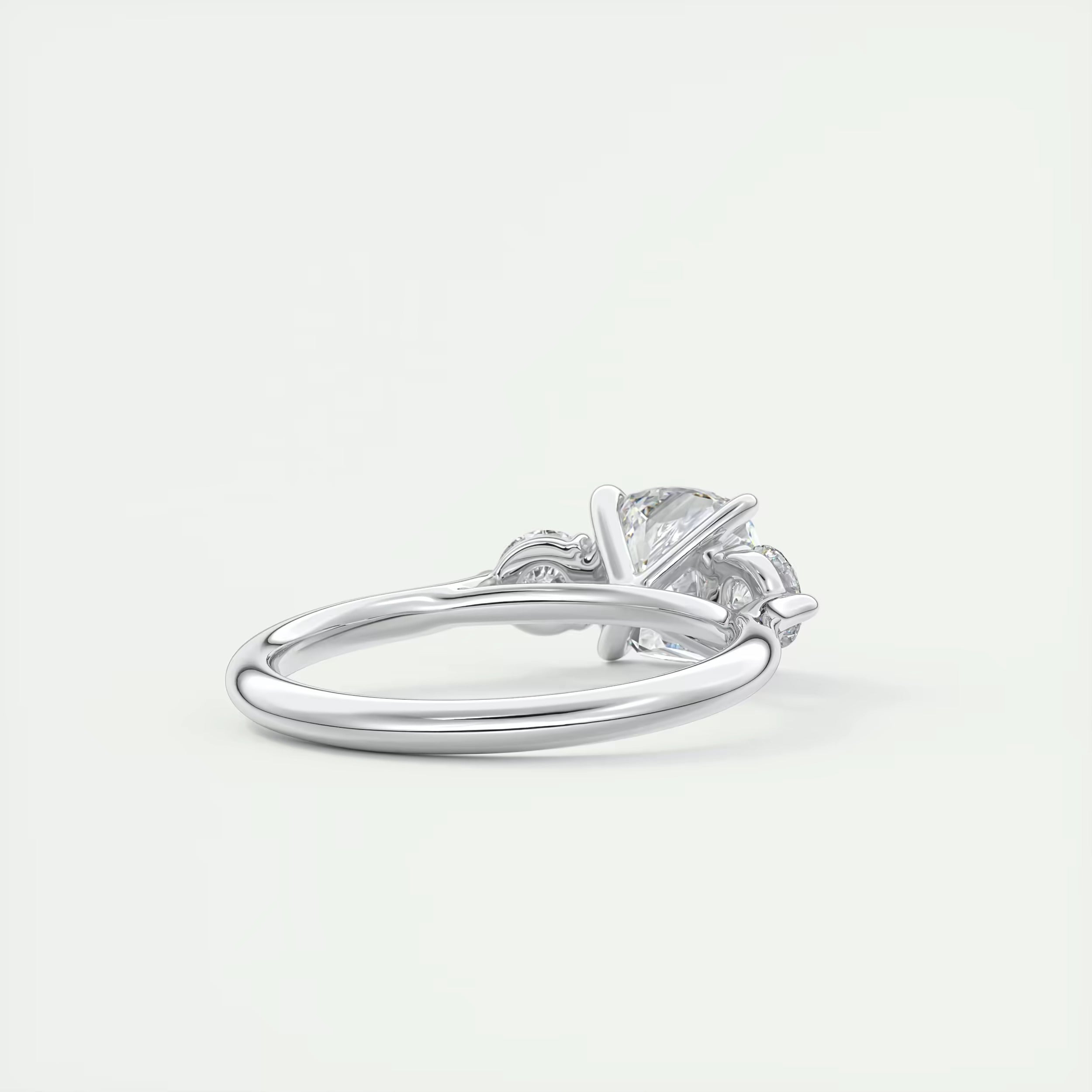 2.50 Ct The Cathedral Three Center Stone Cushion & Side Stone Round Engagement Ring