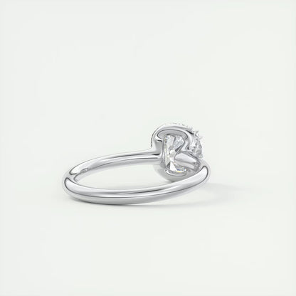 2.10 Ct The Crescent Cushion Flush Stacking Half Halo Solitaire Ring