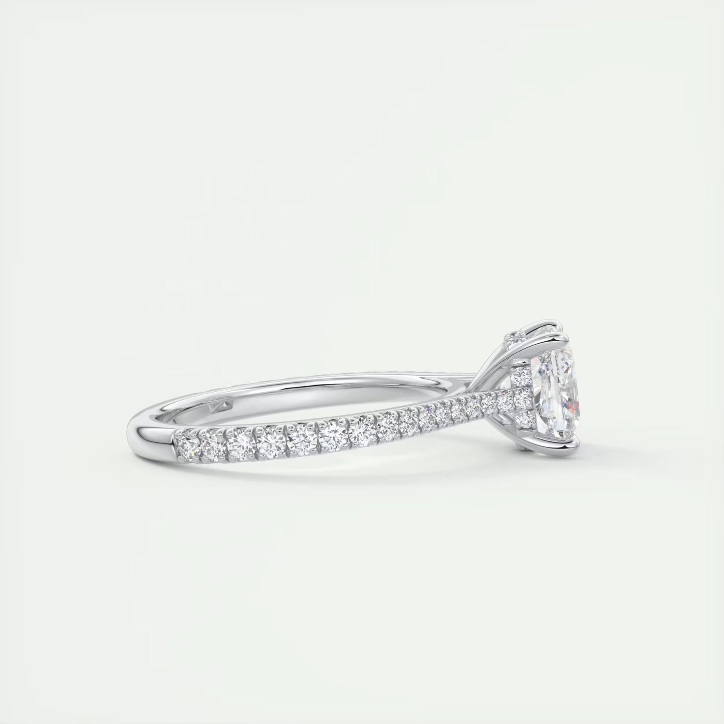2.50 Ct The Cathedral Deluxe Cushion Hidden Halo Engagement Ring
