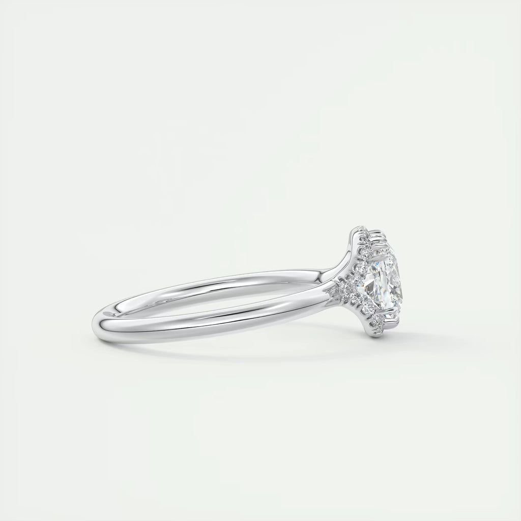 2.10 Ct The Center Stone Cushion Flush Stacking Half Halo Solitaire Ring