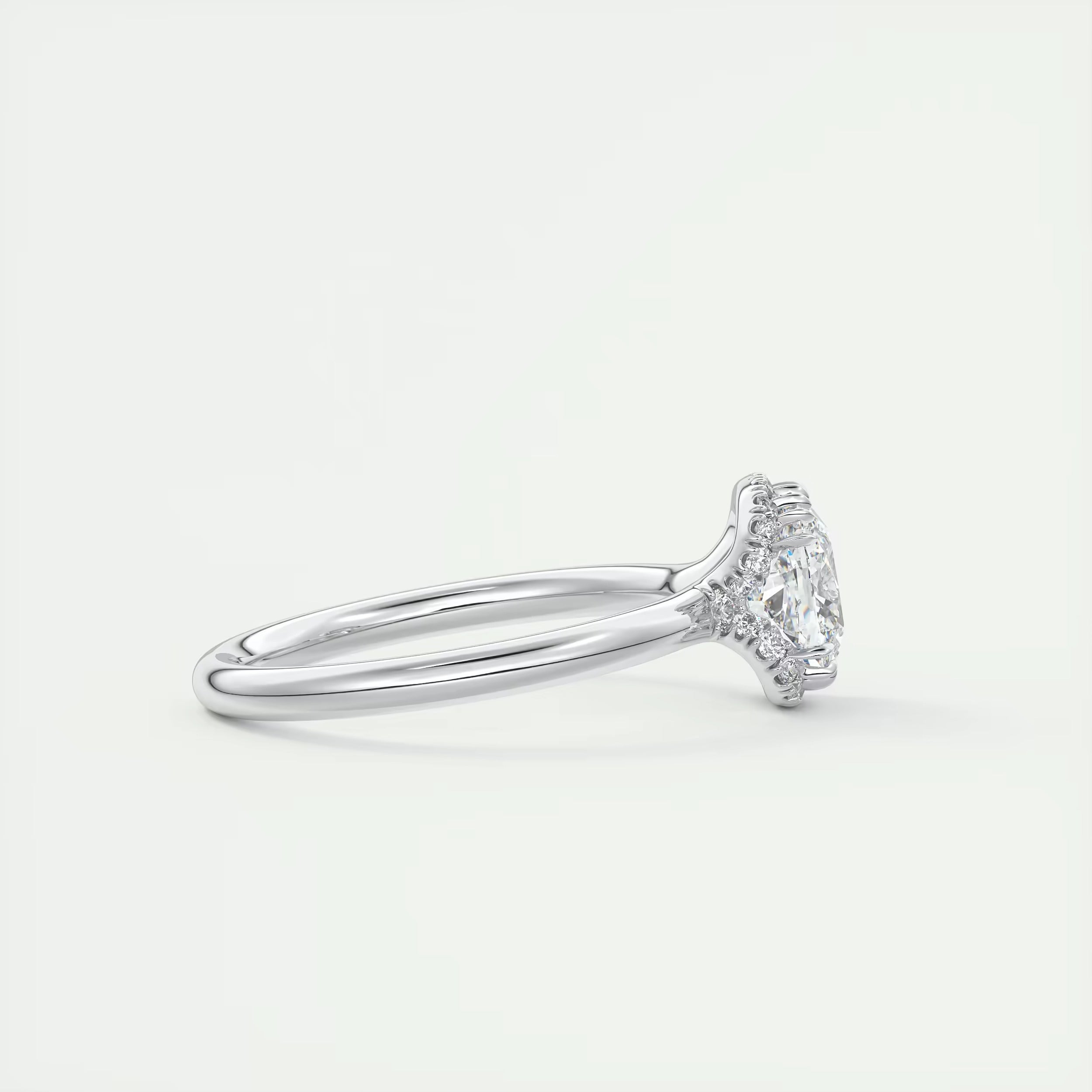 2.10 Ct The Center Stone Cushion Flush Stacking Half Halo Solitaire Ring