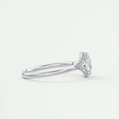 2.10 Ct The Crescent Cushion Flush Stacking Half Halo Solitaire Ring