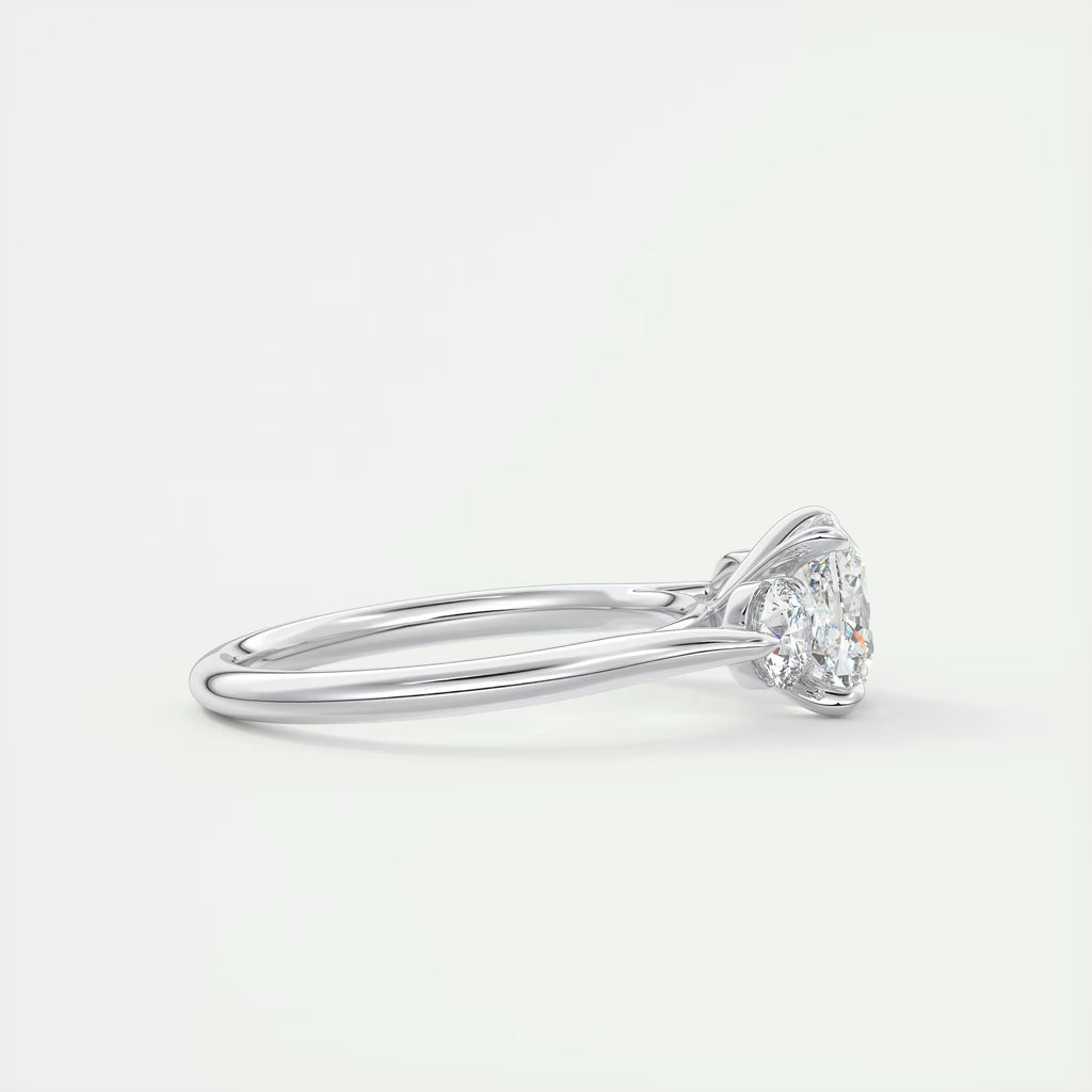 2.50 Ct The Cathedral Three Center Stone Cushion & Side Stone Round Engagement Ring