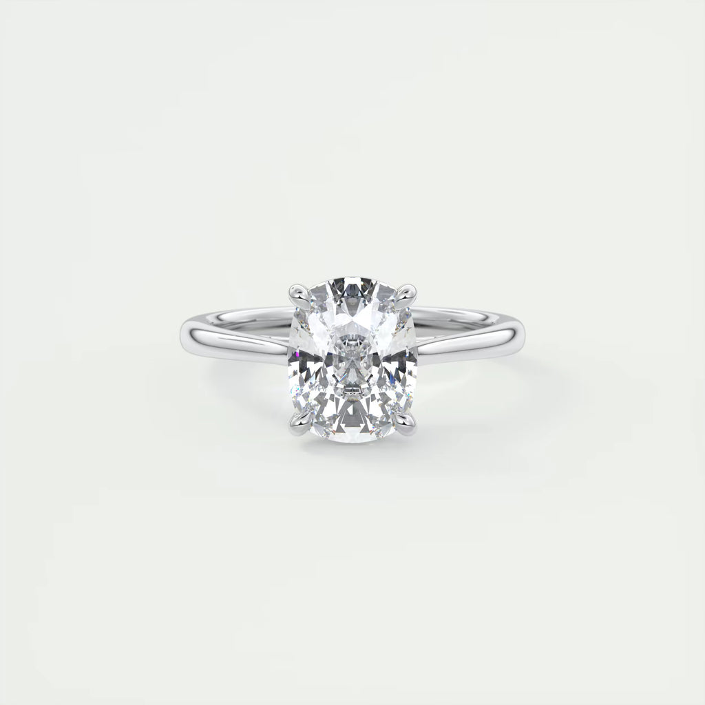 2.00 Ct The Cathedral Elongated Cushion Flush Stacking Solitaire Ring Engagement Ring