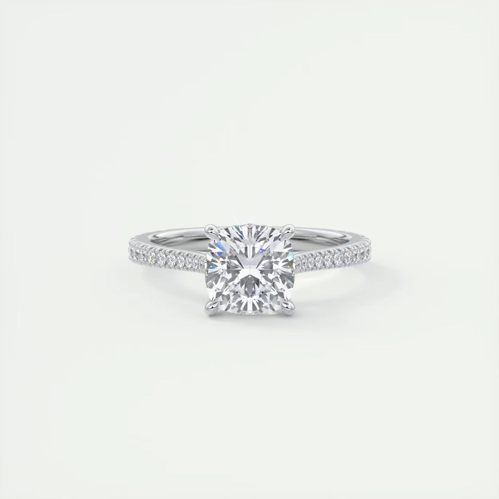 2.50 Ct The Cathedral Deluxe Center Stone Cushion Hidden Halo Engagement Ring