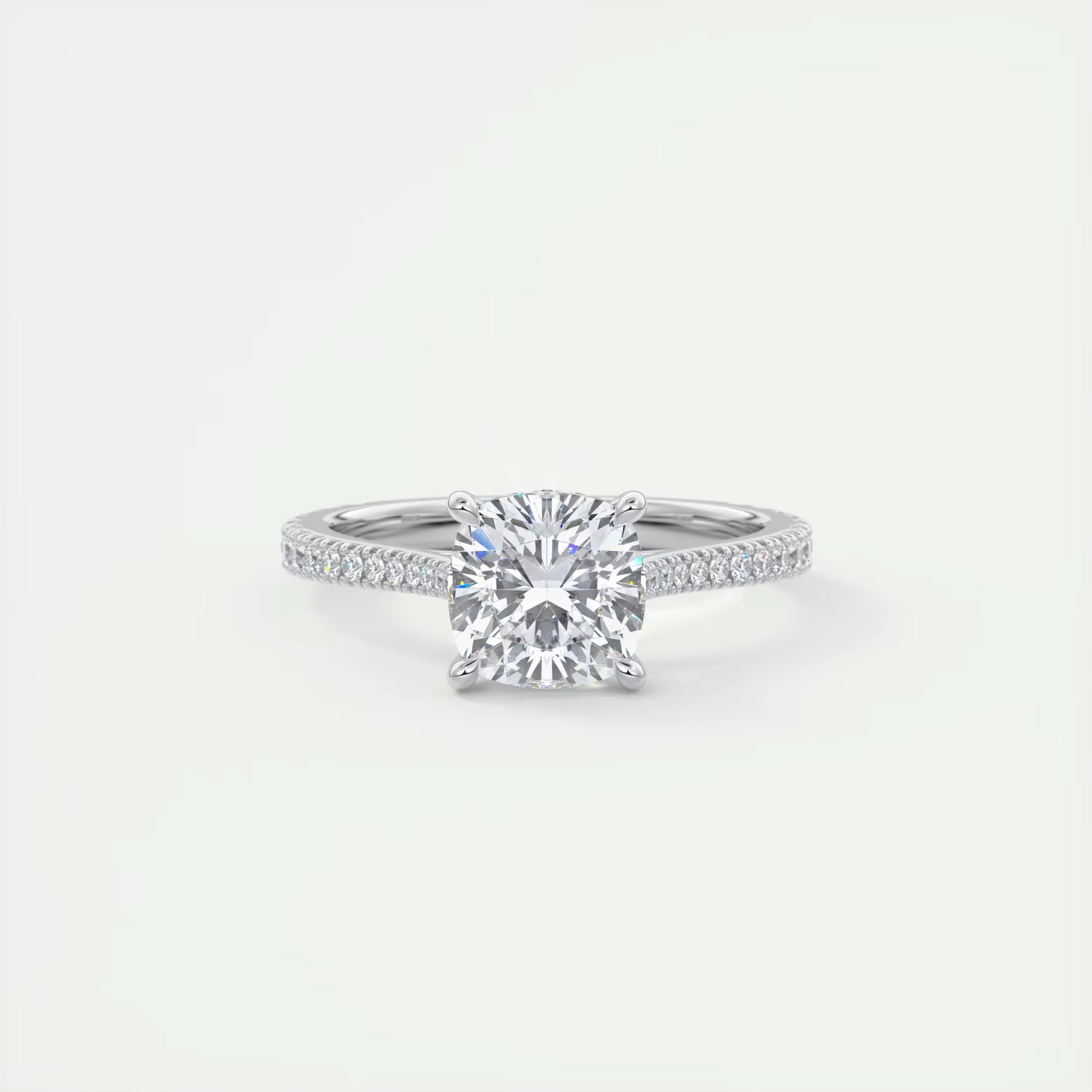 2.50 Ct The Cathedral Deluxe Center Stone Cushion Hidden Halo Engagement Ring