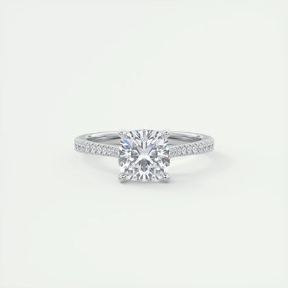 2.50 Ct The Cathedral Deluxe Cushion Hidden Halo Engagement Ring