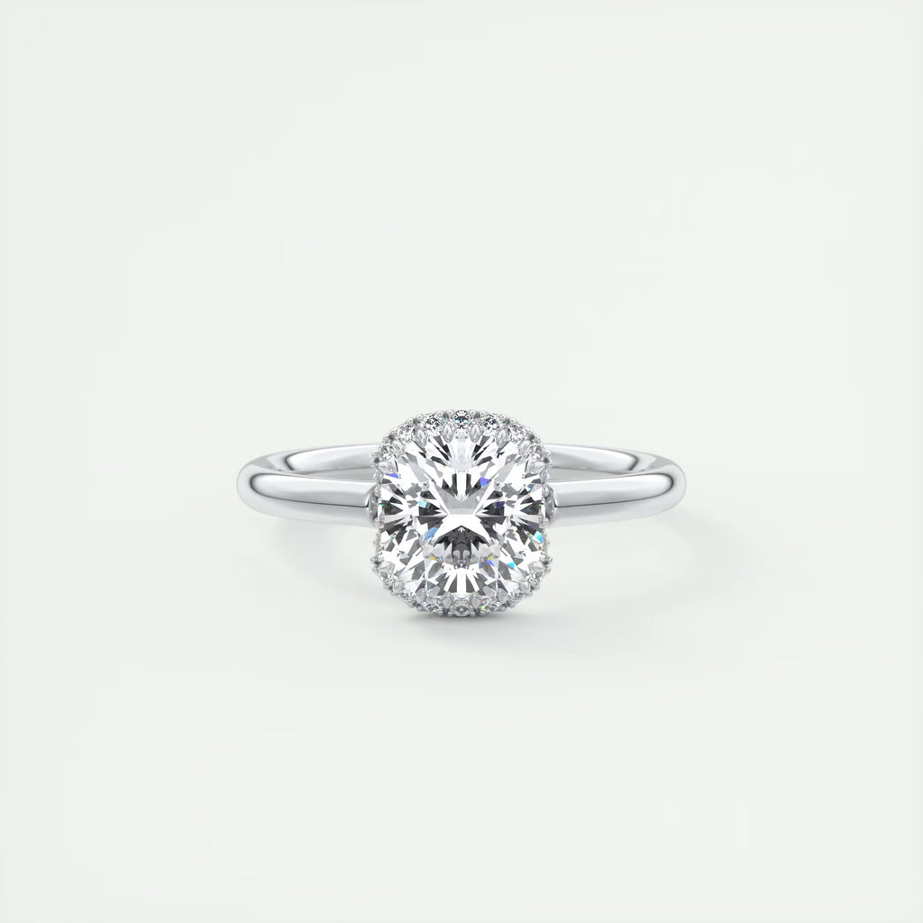 2.10 Ct The Center Stone Cushion Flush Stacking Half Halo Solitaire Ring