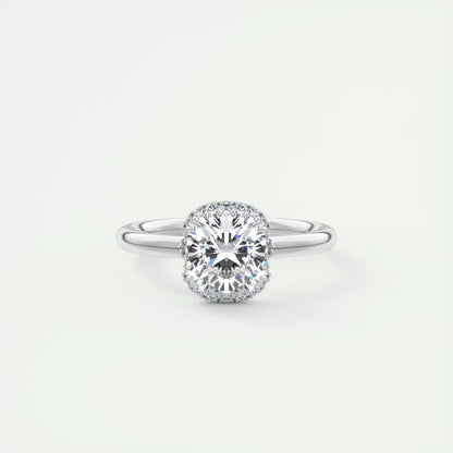 2.10 Ct The Crescent Cushion Flush Stacking Half Halo Solitaire Ring