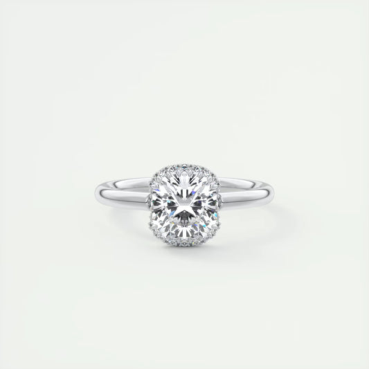 2.10 Ct The Crescent Cushion Flush Stacking Half Halo Solitaire Ring