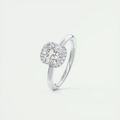 2.10 Ct The Crescent Cushion Flush Stacking Half Halo Solitaire Ring