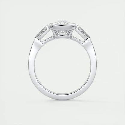 2.30 Ct Lowrider Three Stone Cushion Engagement Ring Engagement Rings