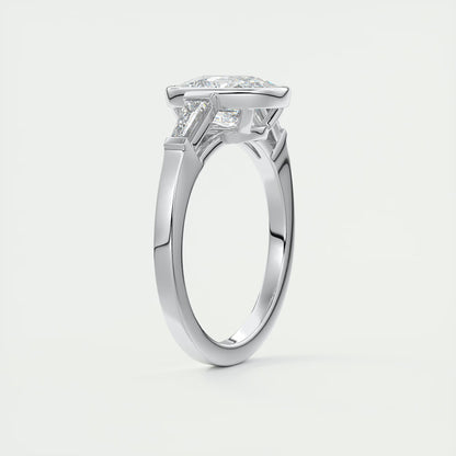 2.30 Ct Lowrider Three Stone Cushion Engagement Ring Engagement Rings