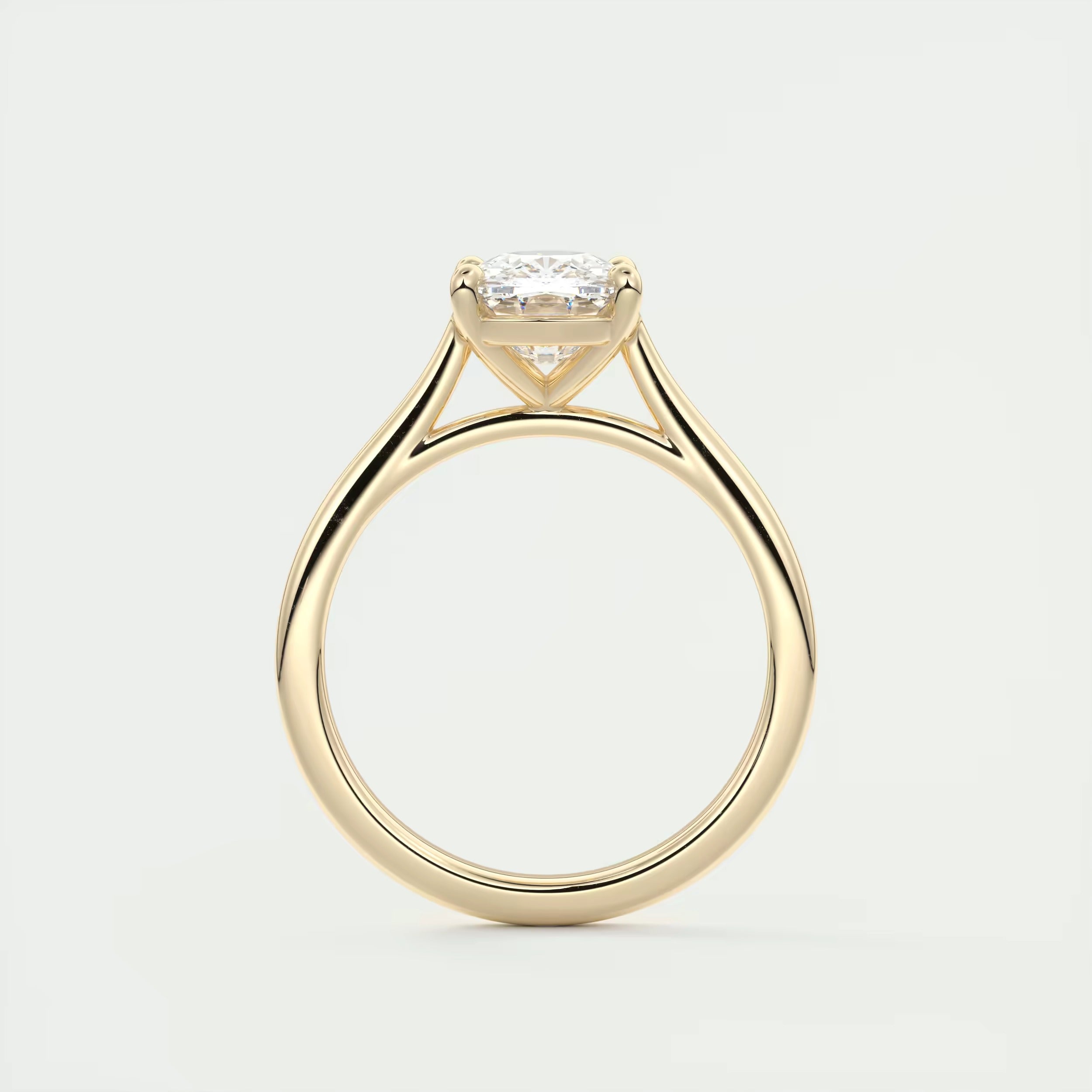 2.00 Ct The Cathedral Elongated Cushion Flush Stacking Solitaire Ring Engagement Ring