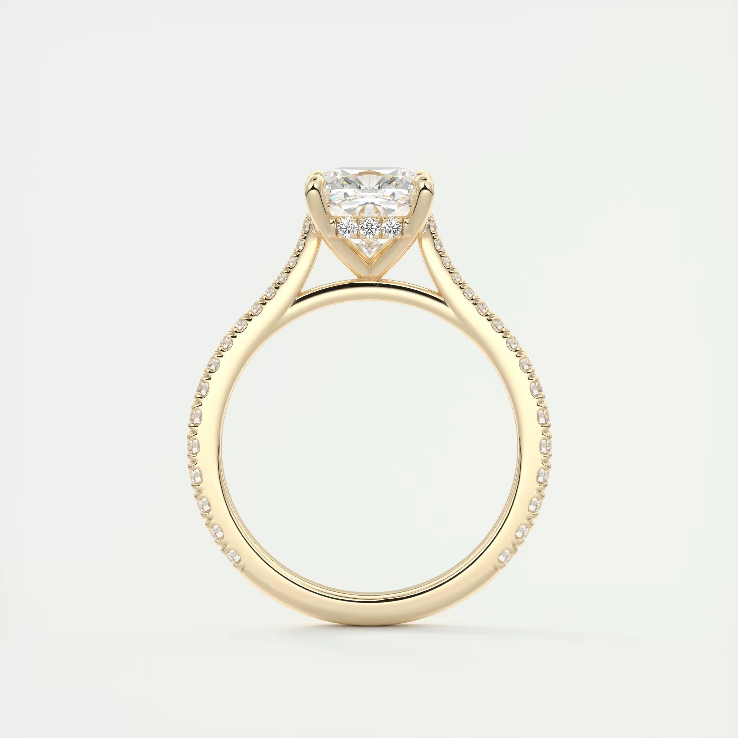 2.50 Ct The Cathedral Deluxe Center Stone Cushion Hidden Halo Engagement Ring