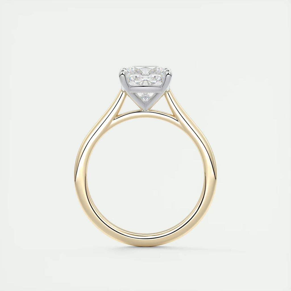 2.00 Ct The Cathedral Two Tone Cushion Gold Cathedral Solitaire with Prongs Engagement Ring