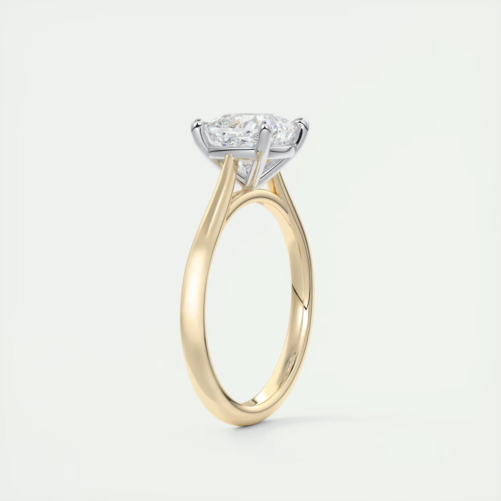 2.00 Ct The Cathedral Two Tone Cushion Gold Cathedral Solitaire with Prongs Engagement Ring