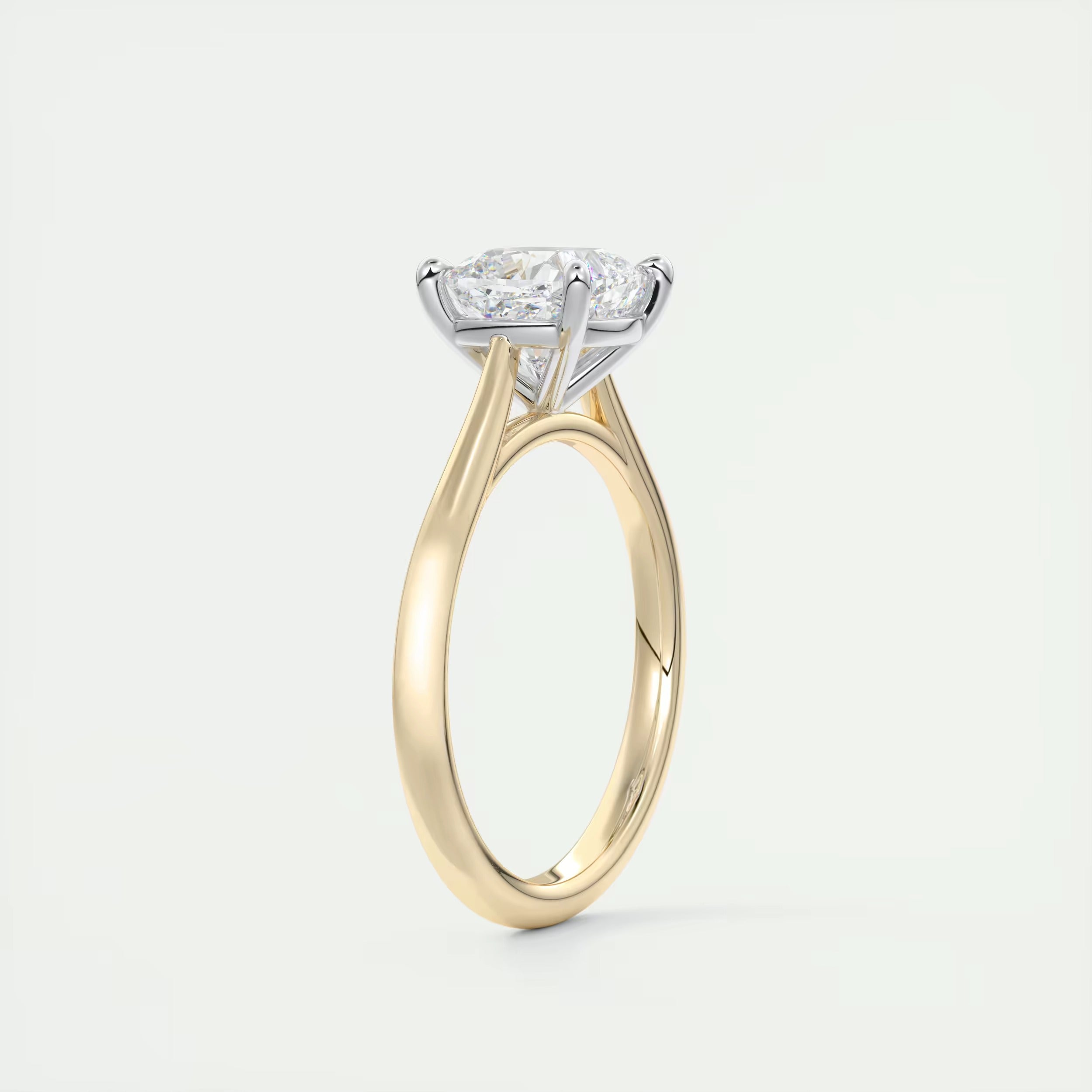 2.00 Ct The Cathedral Two Tone Cushion Gold Cathedral Solitaire with Prongs Engagement Ring