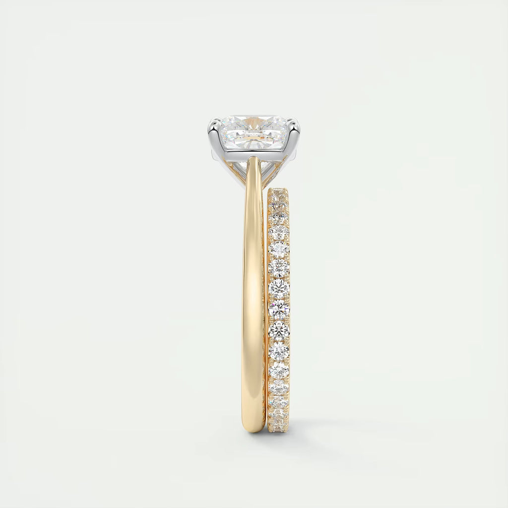 2.00 Ct The Cathedral Two Tone Cushion Gold Cathedral Solitaire with Prongs Engagement Ring