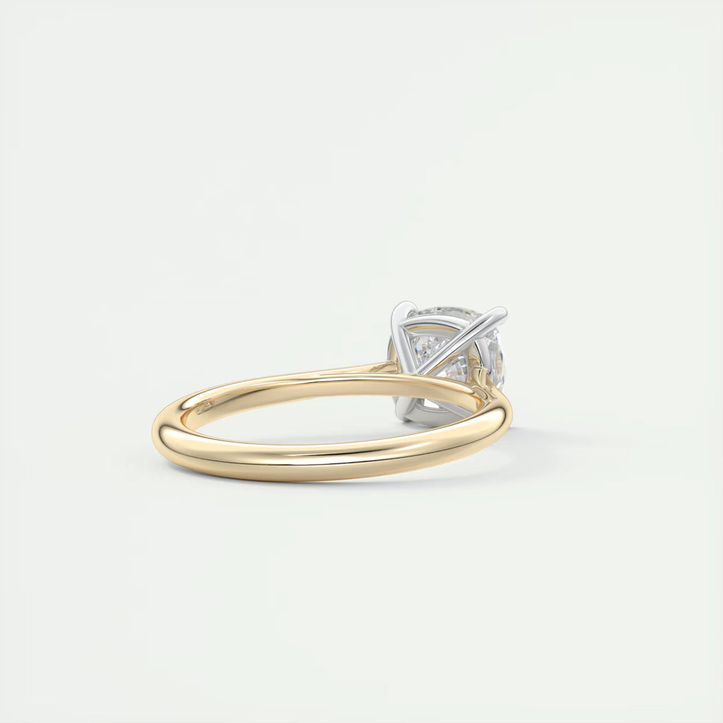 2.00 Ct The Cathedral Two Tone Cushion Gold Cathedral Solitaire with Prongs Engagement Ring