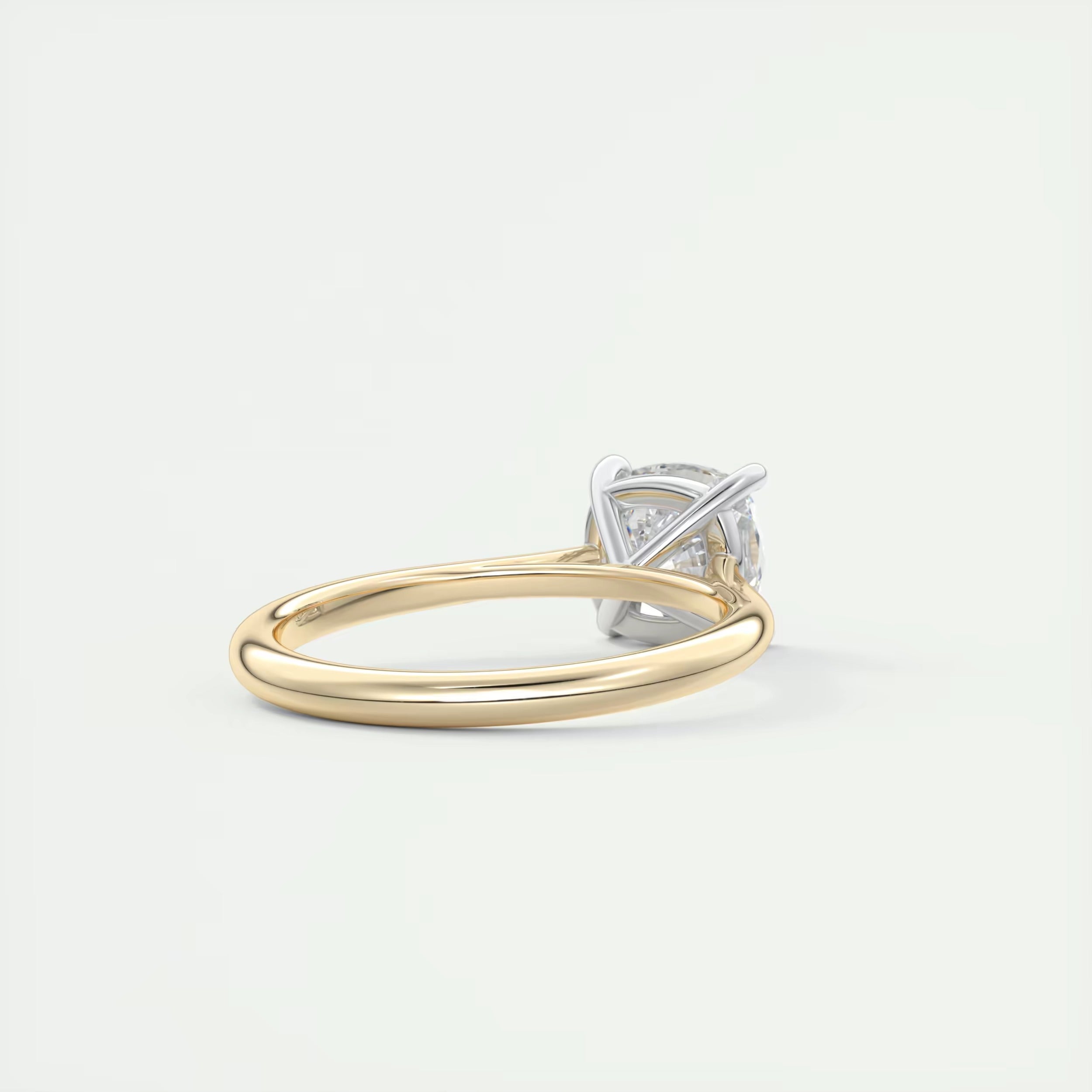 2.00 Ct The Cathedral Two Tone Cushion Gold Cathedral Solitaire with Prongs Engagement Ring