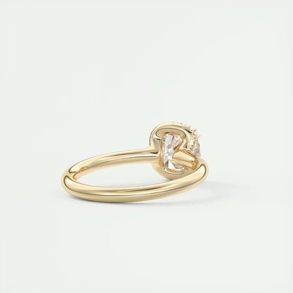 2.10 Ct The Crescent Cushion Flush Stacking Half Halo Solitaire Ring