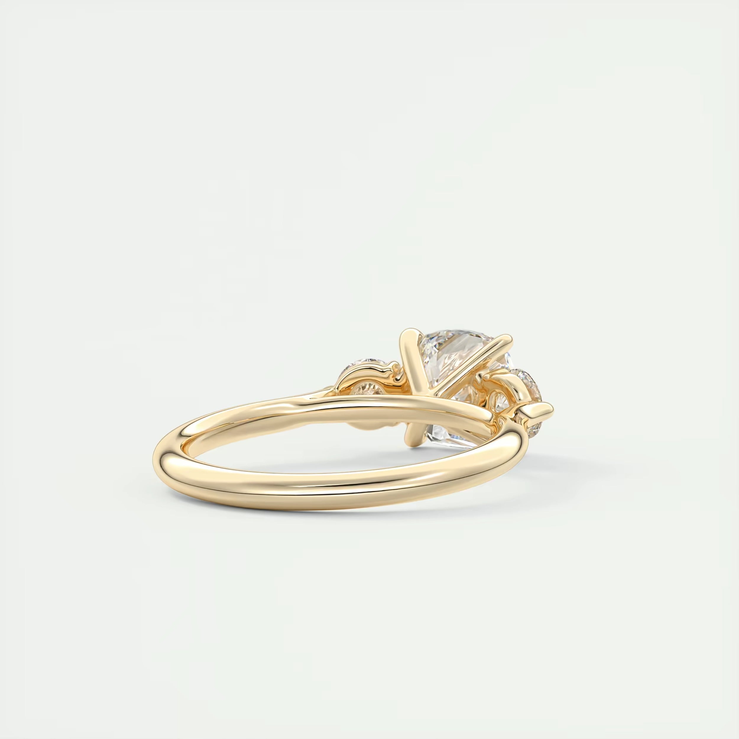 2.50 Ct The Cathedral Three Center Stone Cushion & Side Stone Round Engagement Ring