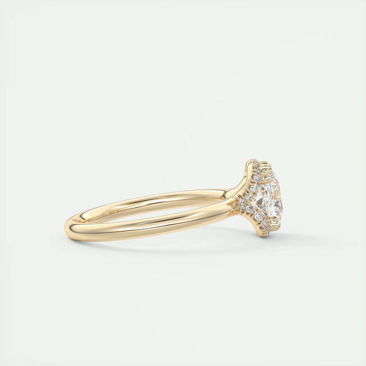 2.10 Ct The Crescent Cushion Flush Stacking Half Halo Solitaire Ring