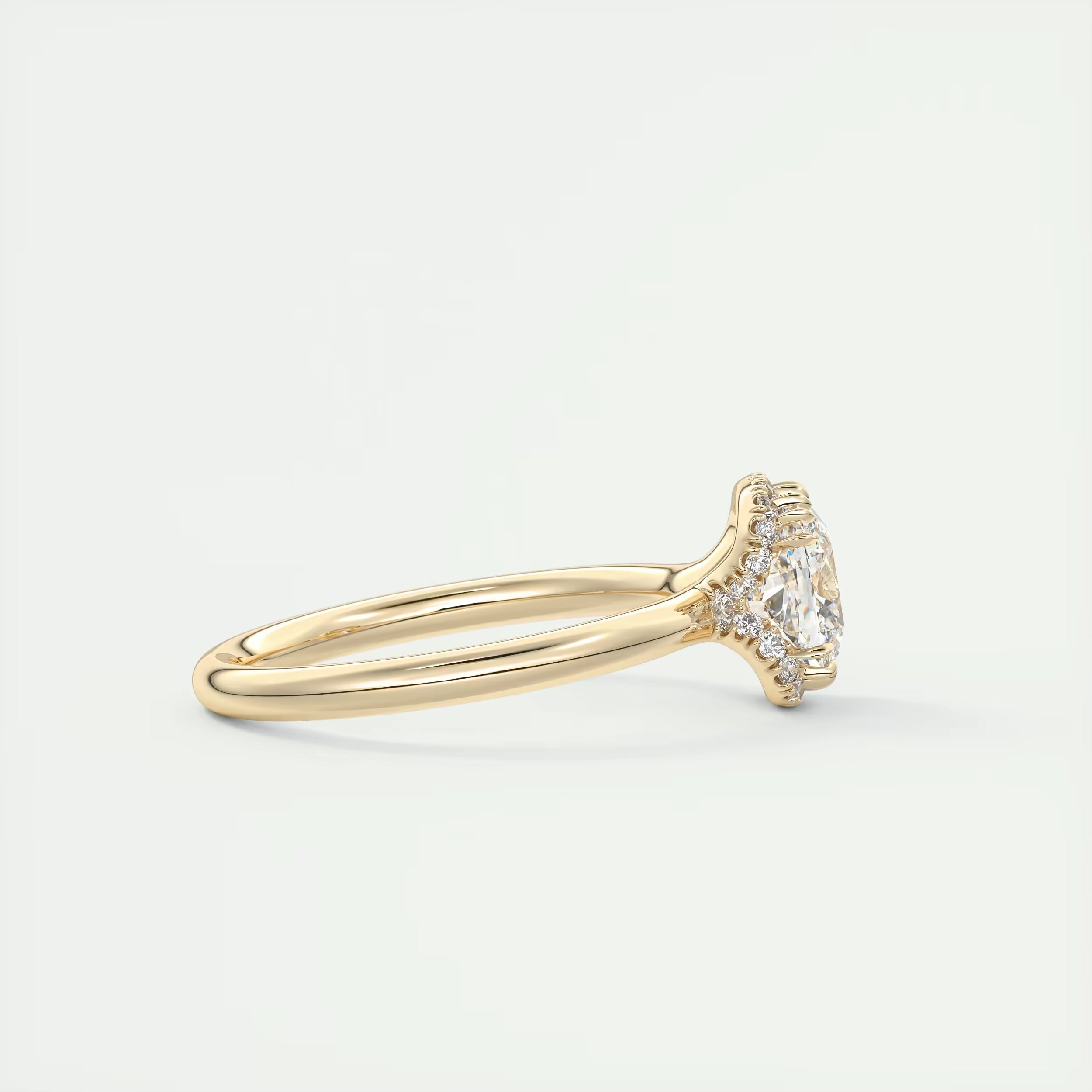 2.10 Ct The Center Stone Cushion Flush Stacking Half Halo Solitaire Ring