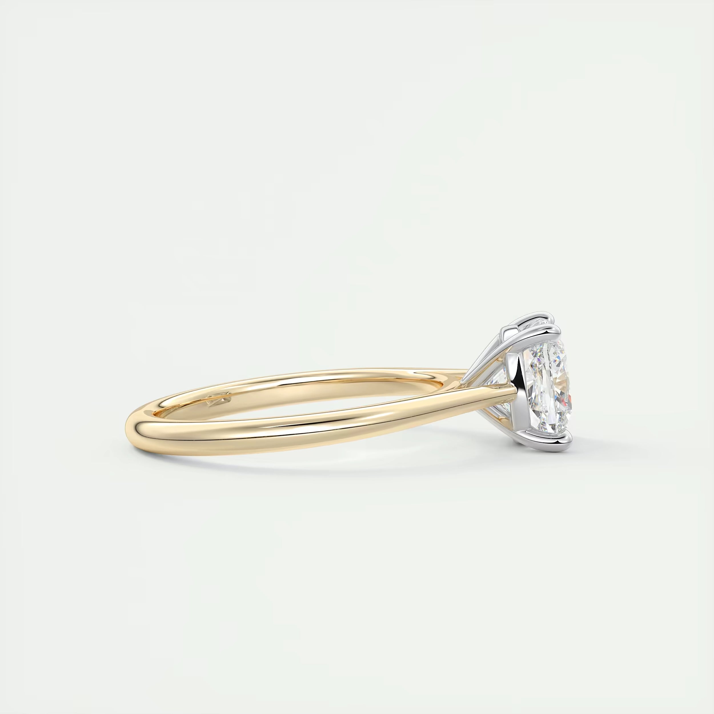 2.00 Ct The Cathedral Two Tone Cushion Gold Cathedral Solitaire with Prongs Engagement Ring