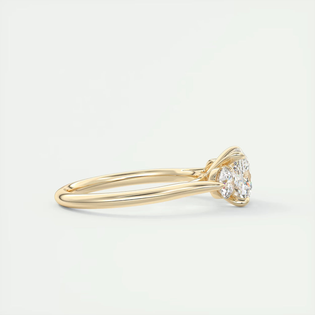 2.50 Ct The Cathedral Three Center Stone Cushion & Side Stone Round Engagement Ring