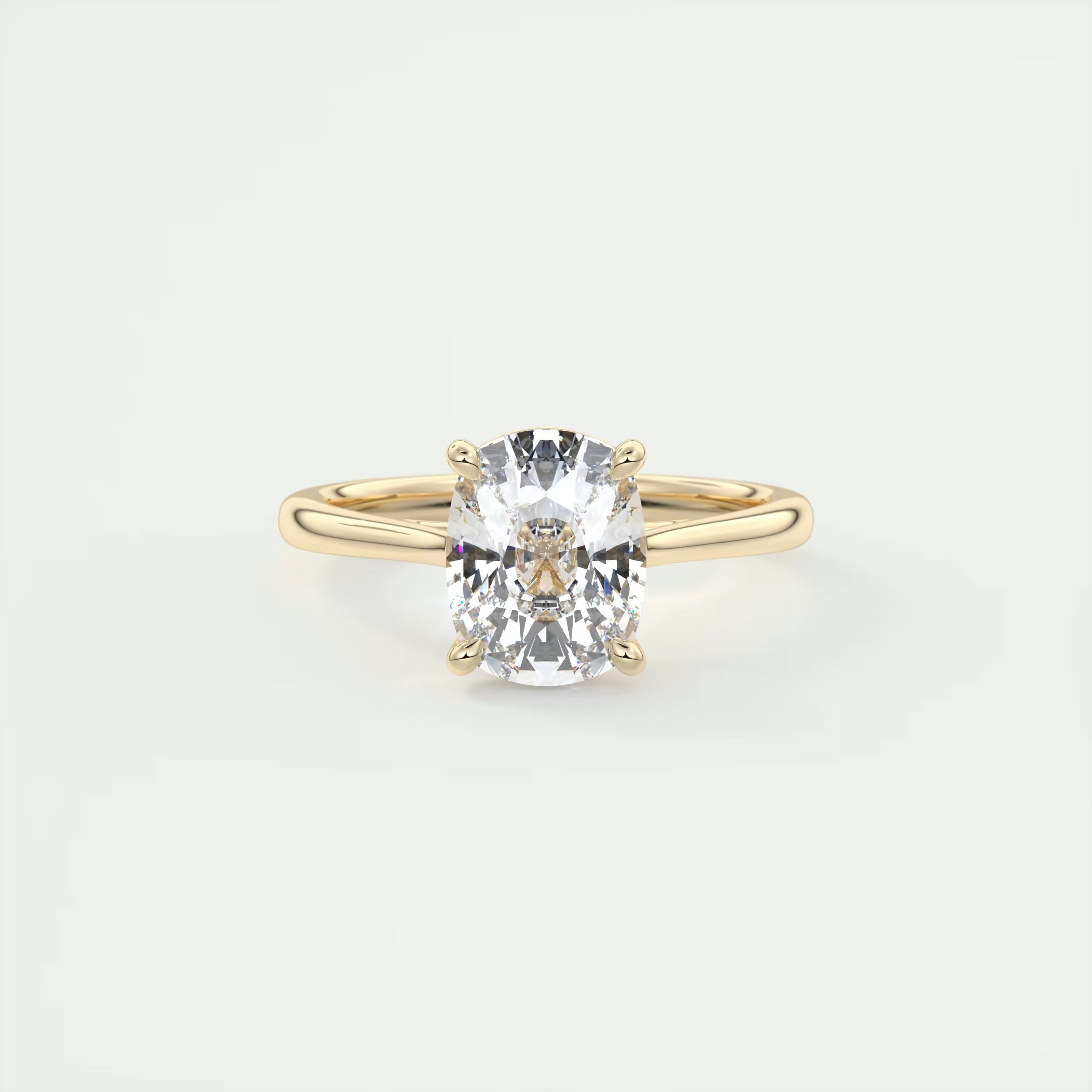 2.00 Ct The Cathedral Elongated Cushion Flush Stacking Solitaire Ring Engagement Ring