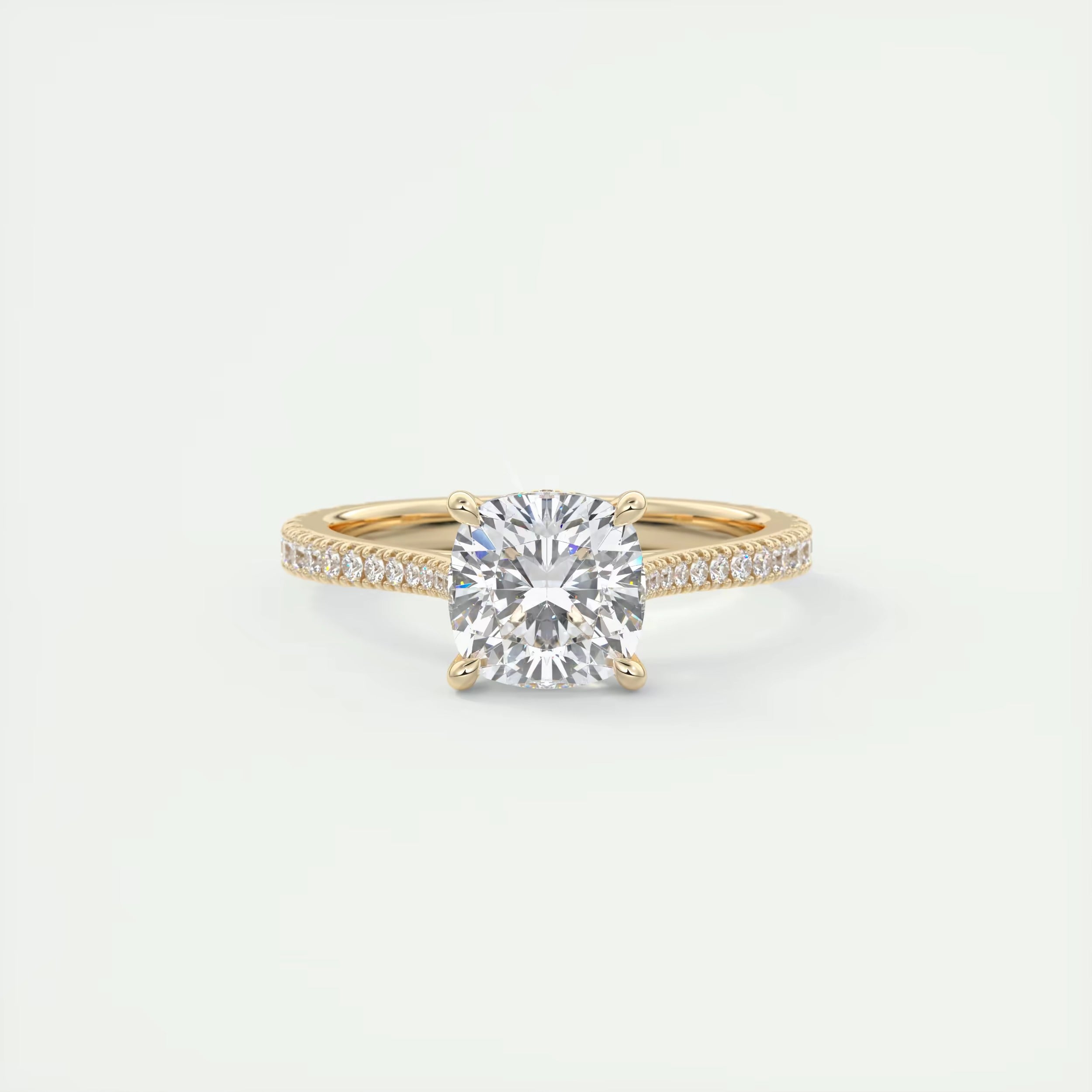 2.50 Ct The Cathedral Deluxe Center Stone Cushion Hidden Halo Engagement Ring